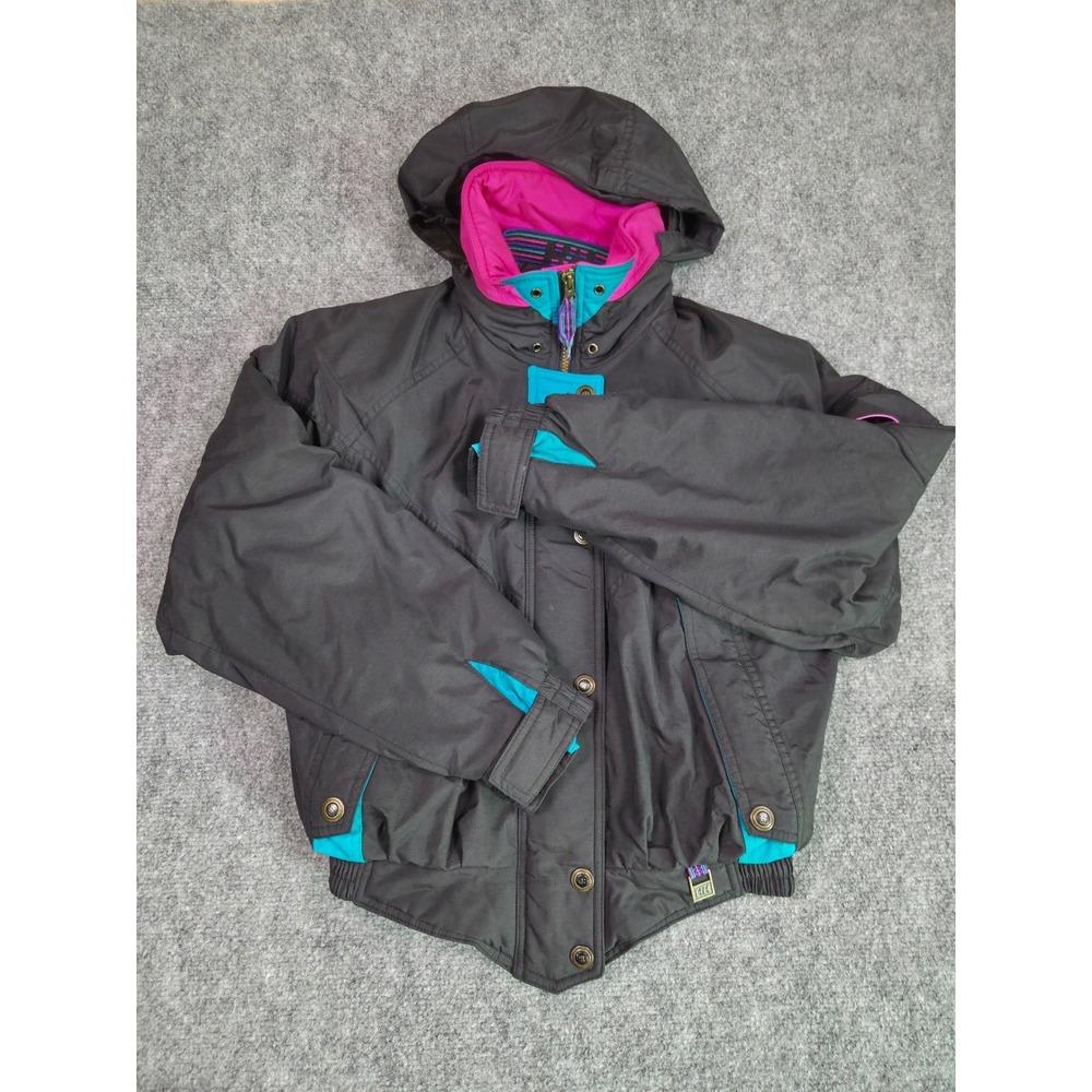 Vintage‎ 90s Helly Hansen Helly-Tech Ski Jacket Womens L Black Teal Pink Retro